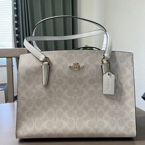 Coach Tatum Carryall Signature White Cream New NWT $428 orig